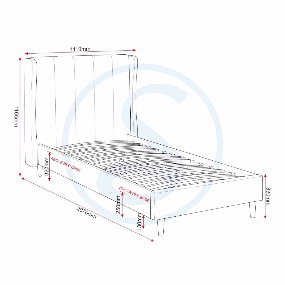 Amelia 3' Single Bed – Pink Velvet Fabric Bed Frame | Modern Upholstered Single Bed with Sprung Slats - Image 9
