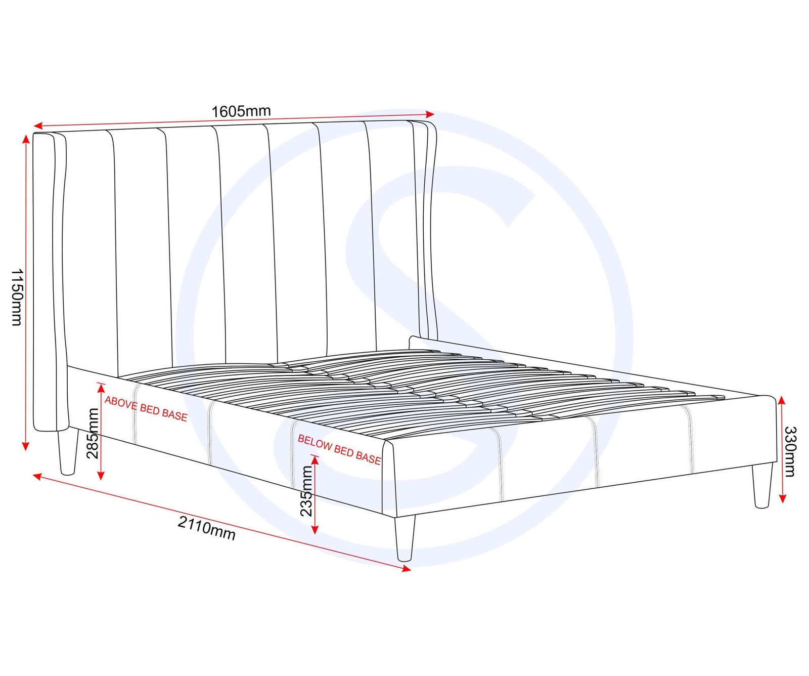 Amelia 4'6" Bed – Green Velvet Fabric Double Bed Frame | Upholstered Velvet Bed with Sprung Slats & Wooden Feet - Image 4