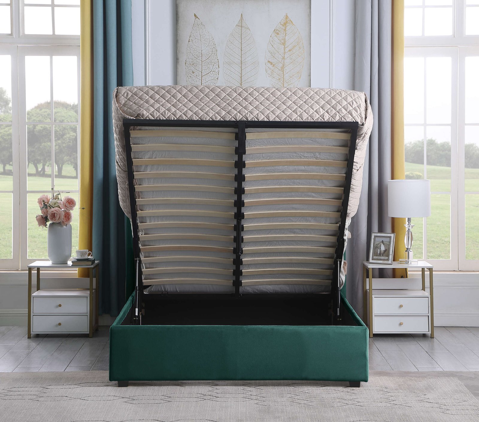 Amelia 5' Plus Bed - Green Velvet Fabric - Image 6