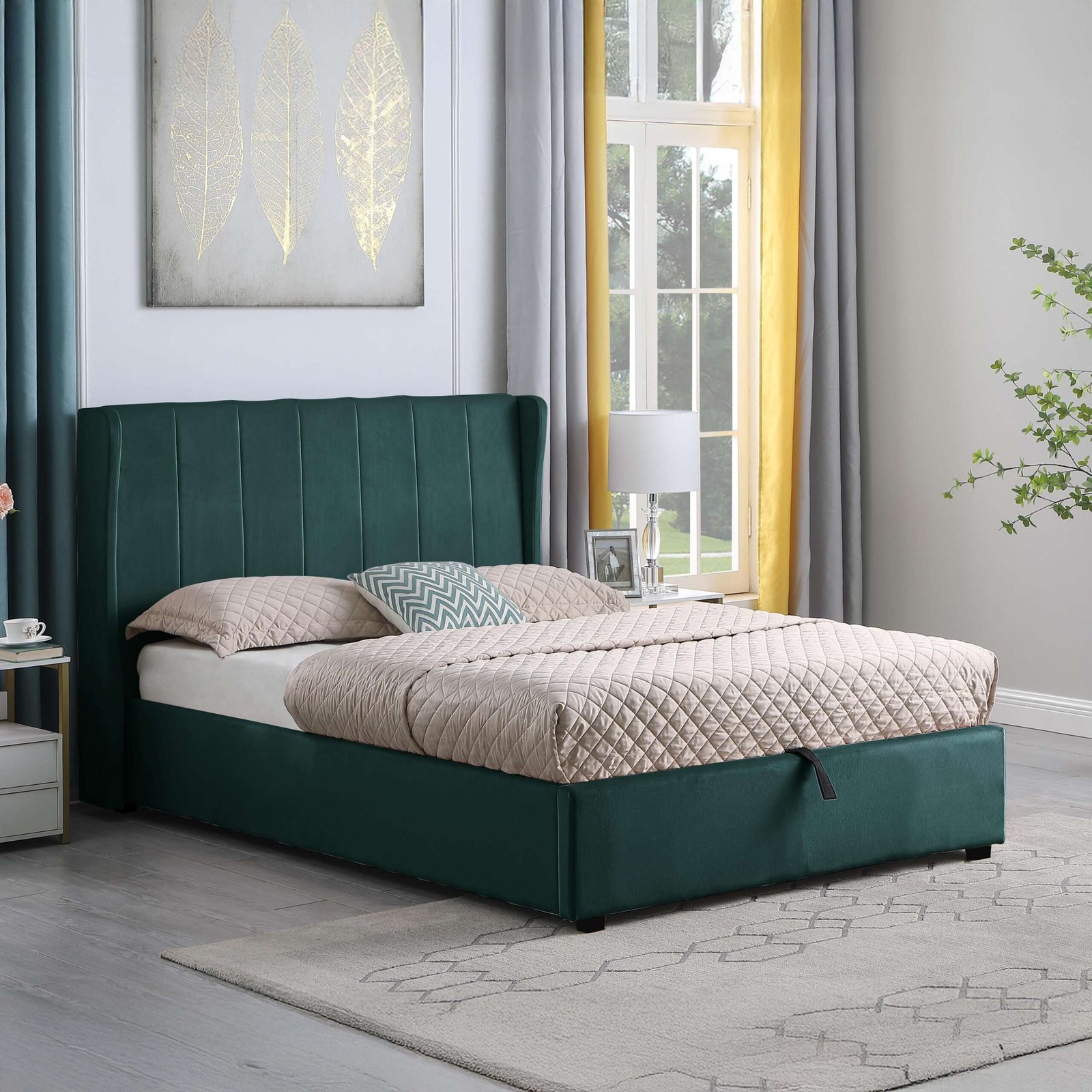 Amelia 5' Plus Bed - Green Velvet Fabric - Image 8