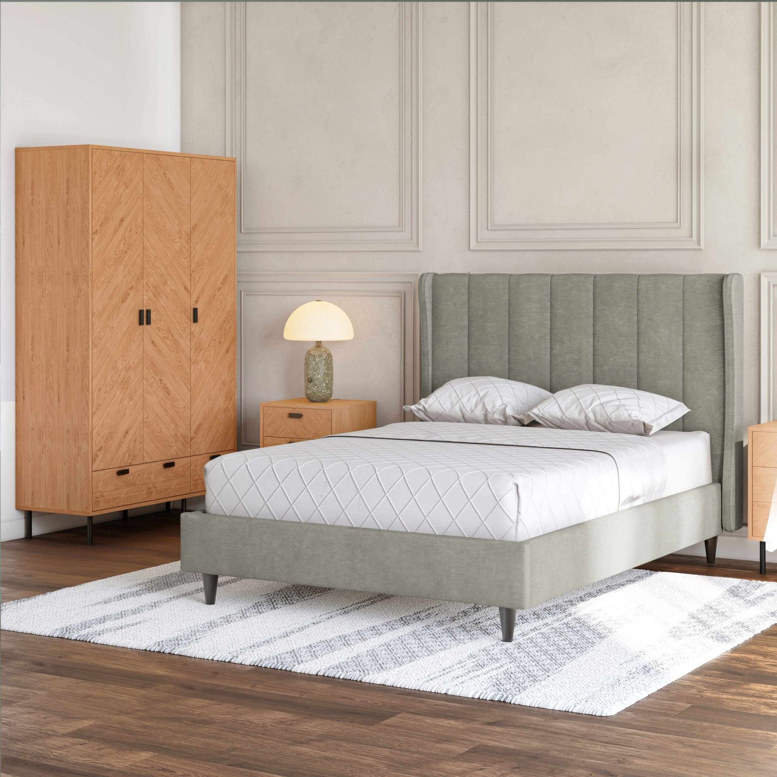 Amelia 5' King Size Bed – Dark Grey Fabric Upholstered Bed Frame | Premium Bedroom Furniture UK - Image 4