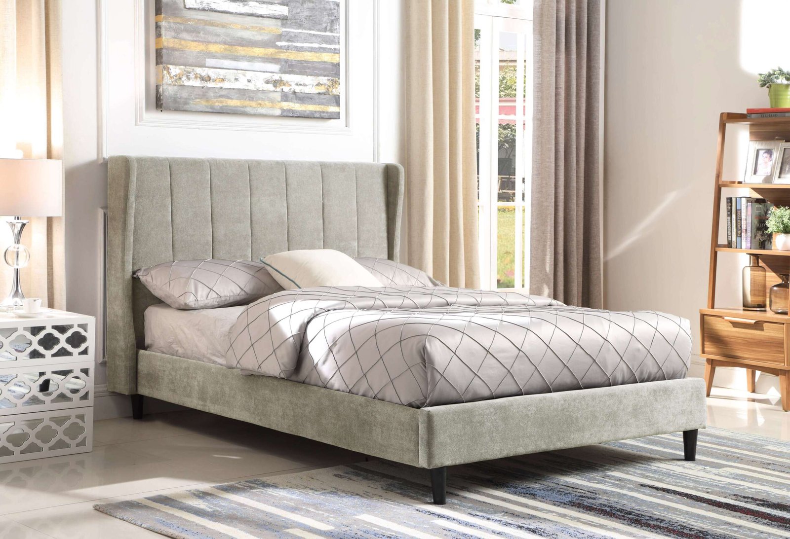 Amelia 5' King Size Bed – Dark Grey Fabric Upholstered Bed Frame | Premium Bedroom Furniture UK - Image 5