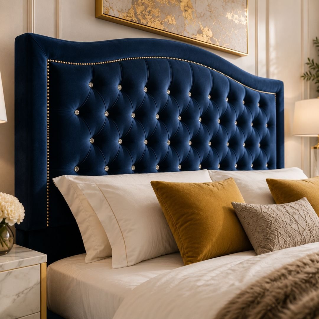 BELLA Luxury Chesterfield Upholstered Bed Frame – Deep Blue Velvet | Diamond Tufted Headboard - Image 4