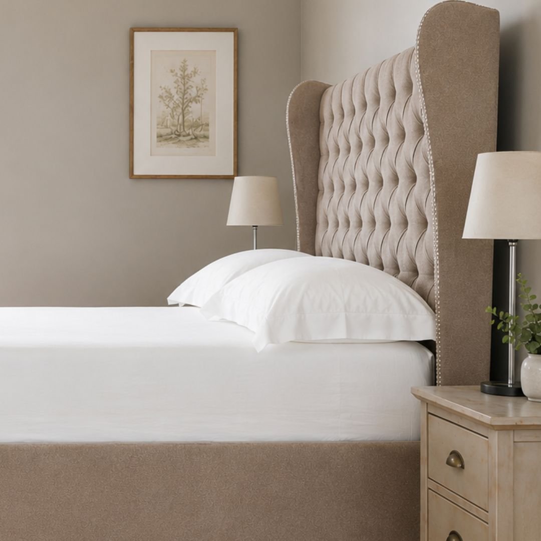 MAYFAIR Luxury Wingback Upholstered Bed Frame with Diamond Tufted Headboard - Image 5