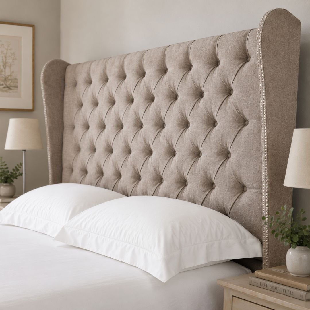 MAYFAIR Luxury Wingback Upholstered Bed Frame with Diamond Tufted Headboard - Image 6