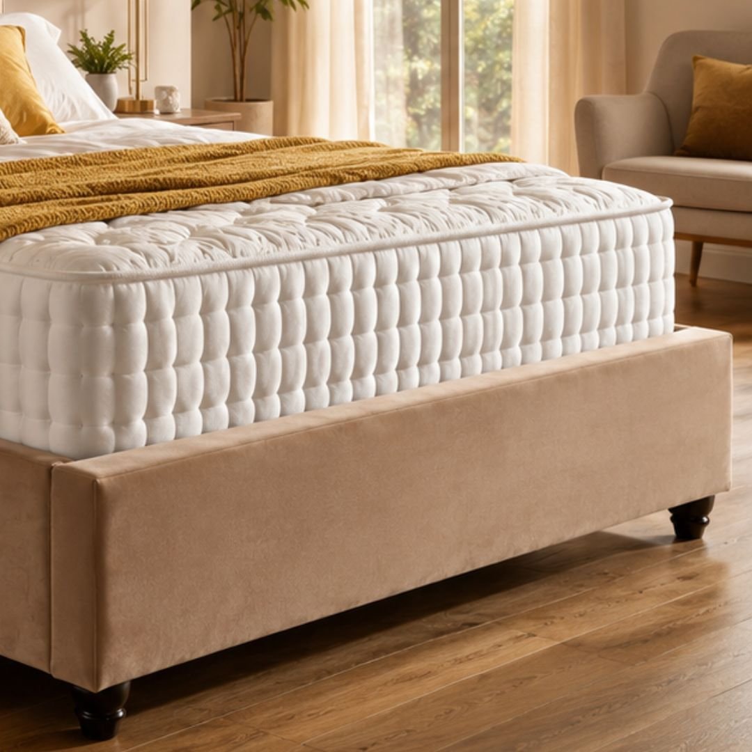 ZARA Upholstered Bed – Luxury Fabric Bed Frame with Contemporary Geometric Headboard | Premium Bedroom Furniture by Posh Furniture - Image 5