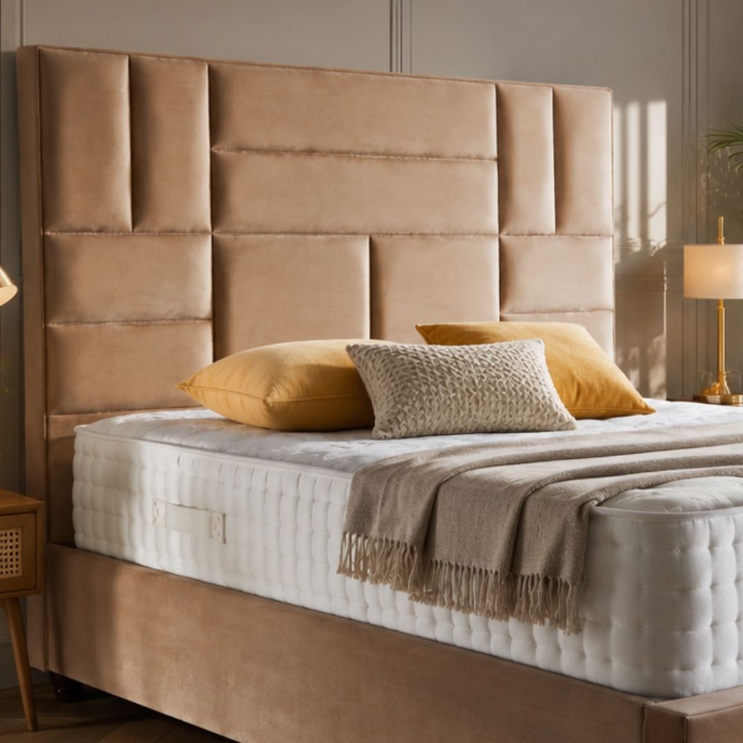 ZARA Upholstered Bed – Luxury Fabric Bed Frame with Contemporary Geometric Headboard | Premium Bedroom Furniture by Posh Furniture - Image 6