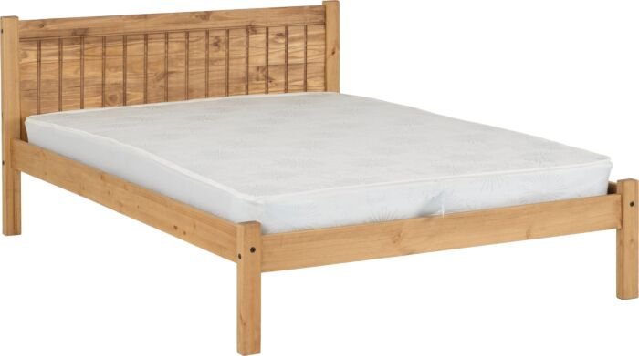 Maya 4' Bed – Distressed Waxed Pine Small Double Bed Frame - Image 2