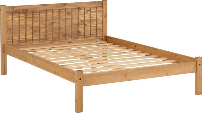 Maya 4' Bed – Distressed Waxed Pine Small Double Bed Frame - Image 3