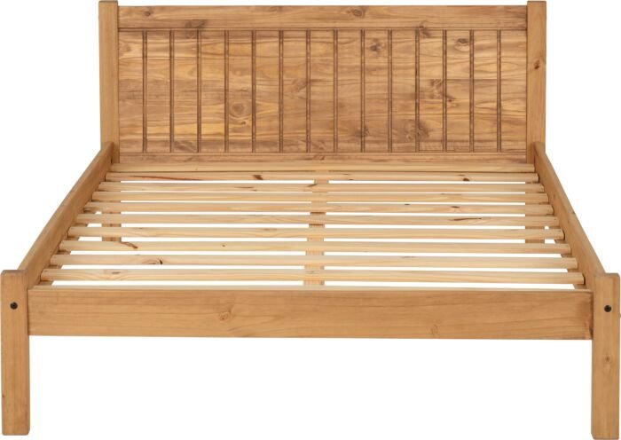 Maya 4' Bed – Distressed Waxed Pine Small Double Bed Frame - Image 4