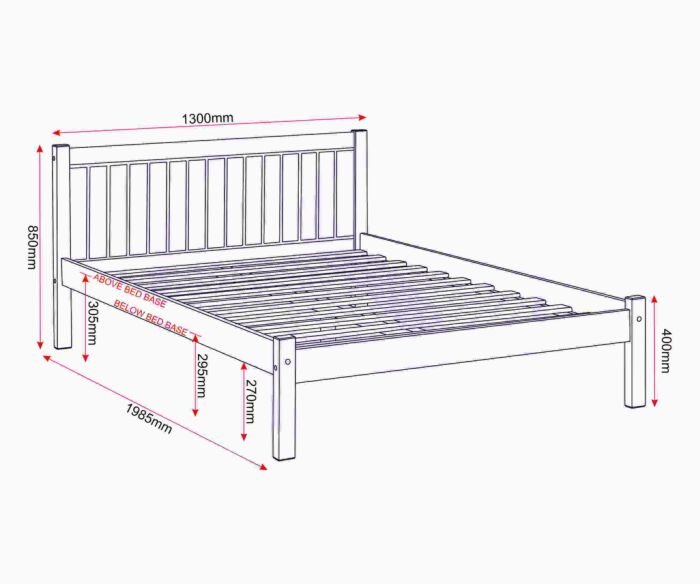 Maya 4' Bed – Distressed Waxed Pine Small Double Bed Frame - Image 8
